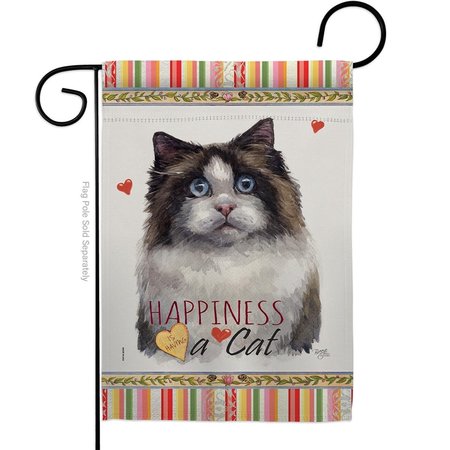 GARDENCONTROL 13 x 18.5 in. Cat Mitted Ragdoll Happiness Double-Sided Decorative Vertical Garden Flag GA2011592